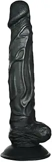 25 cm Realistic Silicone Toys Smooth Ultra-Soft Stick Dildo with Strong Suction Cup Flexible Sturdy Bendable Sex Toy for Hands-Free Play Toys for Women Fake Penis,Schwarz