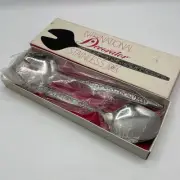 International Stainless Salad Serving Set Vintage 1970 Japan Floral Spoon Fork