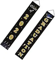 HIAKDOFT 1 Pair Graduation Door Curtain Front Door Decor for Graduation Theme Party Hanging Sign Banner for Indoor Outdoor Events for Photo Booth Background and Classroom Decoration