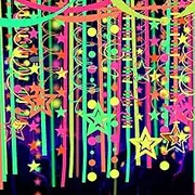 508ft UV Neon Paper Garland Crepe Streamers Glow in The Dark Party Supplies Garland Neon Party Decorations Streamers for Blacklight Reactive Fluorescent Wedding Birthday Party Decorations