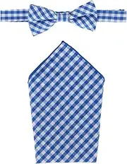 [CTM] Men's Cotton Checkered Bow Tie and Handkerchief Set