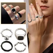 Sindlan 4PCS Set Ring Black Skeleton Head Environmental Alloy Ring 4 Pieces