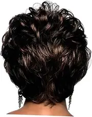 IWOWHERO 1Pc Women Short Hair Wig with Long Bangs Fashionable Hair Accessory for Parties Comfortable Daily Wear Black Brown Color for Role Play and Costume Events