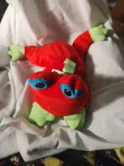 TY Beanie Pillow Pals Ribbit the Red and Green Frog Stuffed Animal Toy Plush 14”