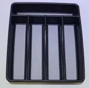 Rubbermaid No-Slip Small Silverware Cutlery Tray Organizer, Black with Gray Base