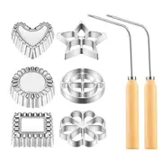8Pcs Rosettes Timbale Set, Rosette Iron Set with Handle, Lotus Flower Bunuelos Cookie Maker Mold, F As Shown