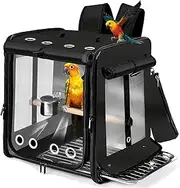SUERTREE Bird Carrier Bag with Indestructible Stainless Steel Mesh X-Large, Cockatiel Travel Cage with Stand, Parrot Backpack Easy to Clean, Transparent Breathable Pet Carrier