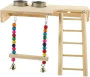 1 Set Parrot Platform Bird Stand with Ladder Chewing Playground for Parakeets Cockatiels Birds Durable Safe Cage Accessory for Daily Fun and Exercise