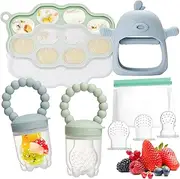 WEST STORY Baby Feeding & Teething Kit, Breastmilk Popsicle Molds, Food Freezer Tray, Baby Fruit Food Feeders, Baby Teething Mitten, 3 Extra Food Pacifiers & Storage Bag for Infant Newborn, BPA Free