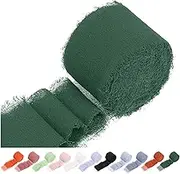 Swpeet 1 Roll Blackish Green Approx 1.5" x 11Yard Handmade Fringe Chiffon Ribbon, Fringe Fabric Ribbons, Handmade Sand & Nude Ribbon for Gift Wrapping, Crafts, Decorating