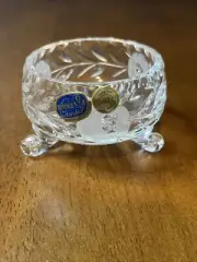 Vintage Bohemia Czech Republic 24% Lead Crystal Candy Dish 3" Footed Bowl HTF