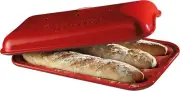 Oven-Safe Burgundy Baguette Baker with Recipe Book - Artisan Baking Made Easy