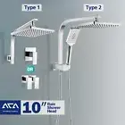 Square 10'' Rain Shower Head Set Gooseneck Arm Bath Tapware Mixer Taps Chrome