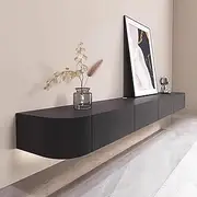 Floating tv Stand Cabinet, Wall Mounted tv Unit Black Floating TV Cabinet with Doors in TV Wall Unit, Entertainment Storage TV Console for Living Room and Office
