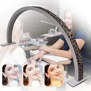 Half Moon Light, 48W Lash Light for Nail Desk, 3000-6000K Half Moon LED Table Lamp with Leoparded Diamond, Adjustable Brightness,High Bright Desktop Nail Table Lamp for Eyelash & Tattoo & Manicure Sa