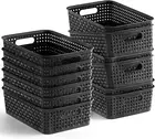[ 12 Pack ] Plastic Storage Baskets - Small Pantry Organization and Storage B...