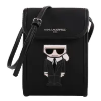 在飛比找momo購物網優惠-【KARL LAGERFELD 卡爾】西裝老佛爺尼龍翻蓋斜背