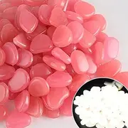 HQSGDMN 500pcs Glowing Rubble Garden Stones Glow in The Dark Rocks Cobble for Outdoor Indoor Decoration Yards Lawns Walkway Decorative(Pink)