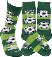 [Primitives by Kathy] Novelty Socks - Awesome Soccer Player, One Size, Unisex, LOL Collection, Multi