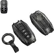 Heavy Key Fob Cover Case Protector for Toyota, Keychain, Accessories for Toyota 2019-2024 Venza, RAV4 Prime, Land Cruiser, Fortuner, Grand Highlander, Corolla Cross, Hilux (Type-A Black)