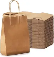 100 Pcs Kraft Paper Bags with Handles 15x8x21cm, Craft Gift Bags, Shopping Bags, Party Favor Bags, Brown Paper Bags, Retail Bags - Small Size