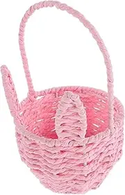Totority Cute Woven Flower Basket with Handle for Weddings Parties and Candy Storage Adorable Small Cartoon Ear Design Present for Friends and Family