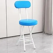 Luxury Fold Away Stool Cushioned Padded Folding Bar Stool, 47cm Portable Round Chair with 198LB Capacity, Collapsible Stool for Breakfast Dining Room Living Room
