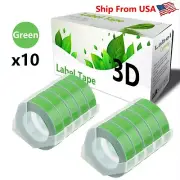 10 Rolls Green Label Tape for Dymo 3D 9mm Embossing Label Maker 3/8" x 3m