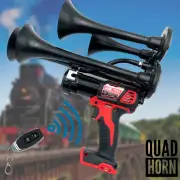 Milwaukee 18V impact Train Air Horn 4X QUADRUPLE Loud Air Trumpet w/ remote