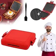 Micros Munchy Microwave Toaster Maker, Toastie Maker With Adjustable Silicone Straps,Rapid Heating, Non-Stick Plates And Dishwasher Safe(Red)