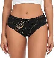 [YANYU] 3d Stylish Gold Marbling Texture Print Women S Briefs Comfortable Plus Size Underwear Ladies Versatile Panties Xs To 4xl, Black, 3X-Large