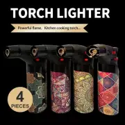 4Pcs Blow Torch Jet Lighter Kitchen Tobacco Safety Lock Refillable AU STOCKS