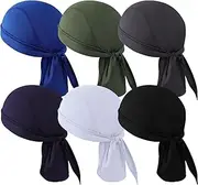[TSKNOMO] Pack of 6 Do Rag Skull Caps Sports Bandana Hat, Sweat-Wicking Head Wrap Helmet Lining, Skull Cap, Breathable Dew Do Rags for Men