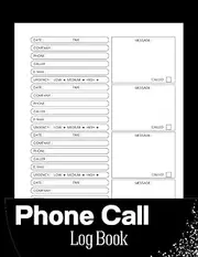 Black: Phone Call Log Book Recording Notebook for Business Telephone Record Space