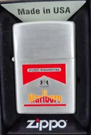 Rare Engraved Smoked Silver Marlboro Badge Zippo Lighter