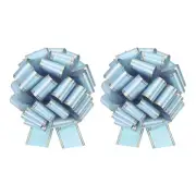 2pcs 12 Inch Pull Bow Metallic Ribbon with Gold Edge for Wrapping,Light Blue