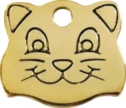 Red Dingo Brass Cat Face Tag - Lifetime Guarantee - Cat, Dog, Pet ID Tag Engrave