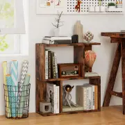 Costway3-Tier Bookshelf Display Shelf for Small Space Wooden Nightstand-Rustic Brown