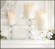 Set of 3 Faceted Glass Crystal Pedestals by Valerie