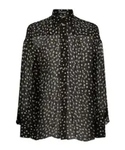 Dolce Gabbana Polka-Dot Printed Oversize Chiffon Shirt SHIRTS CM39 Black