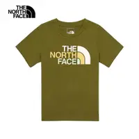 在飛比找蝦皮商城優惠-The North Face北面兒童綠色純棉多彩品牌LOGO