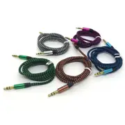 5PCS AUX Cable 3.5mm Stereo Audio Input 1M/3FT Extension Male to Male Auxiliary Car Cord - Silver/Blue/Green/Pink/Gold Orange