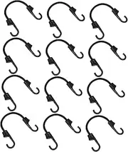 COMPUKAS 12pcs Elastic Bungee Cords with Hooks Weather Resistant Straps for Car Trunk Bike Rack Tie Down Rope for Secure Cargo Travel Portable Durable Design