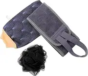 Healeved 1 Set Double Sided Back Scrubbers Exfoliating Bath Towel Ball Thick Mitten for Easy Cleaning and Versatile Bathing Routine Grey