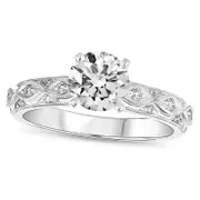 0.63 CT. T.W. Natural Diamond Milgrain Infinity Ribbon Engagement Ring in Solid 14K White Gold