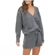 NWT $218 Splendid Camelia 100% Cashmere Short Gray SZ-Small High Waisted