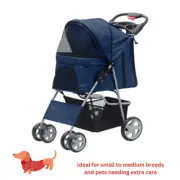 Foldable Pet Stroller 4 Wheels Dog Cat Travel Pram Carrier Cage Pushchair AU