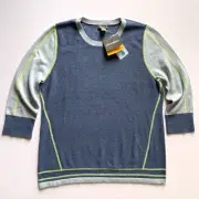 New Eddie Bauer Sweater Women’s Petite Large Blue Cotton Coolmax Hiking Sporty