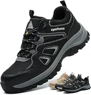[SPSHOOS] Work Shoes Men's S1P Safety Shoes Women's Lightweight ESD Steel Cap Shoes Kitchen Non-Slip Breathable Sporty