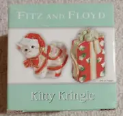 Fitz and Floyd Christmas Salt & Pepper Shakers Kitty Kringle Cat 2005 New 23